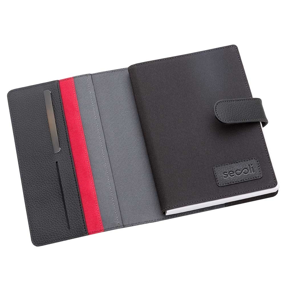 Agenda Capa PU com Aba de Fecho e Porta-Cartões
