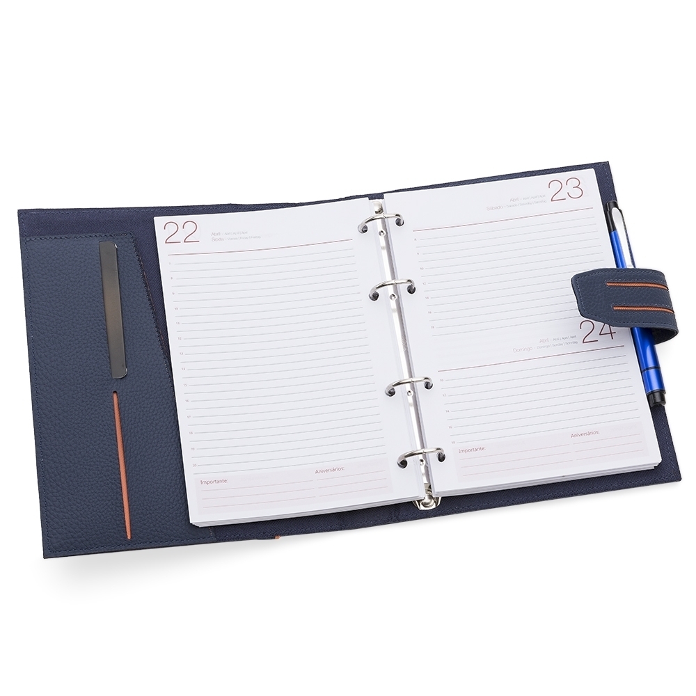 Agenda Fichário Capa PU com Aba de Fecho