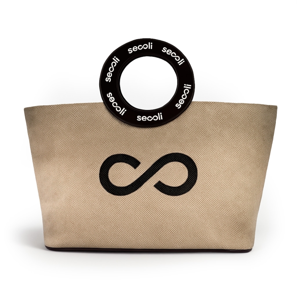 Bolsa com Alças Circulares e Estampa Infinito