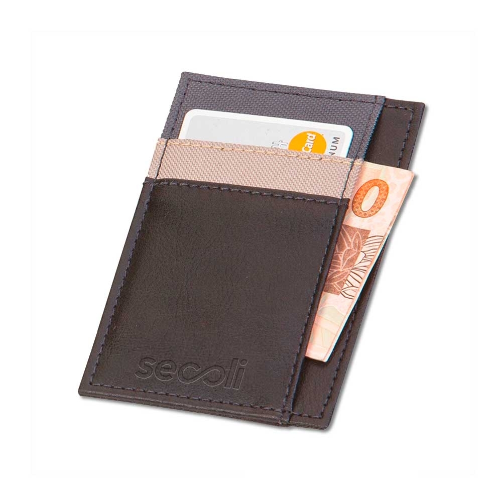 Porta-Cartão em Couro Sintético com Divisão