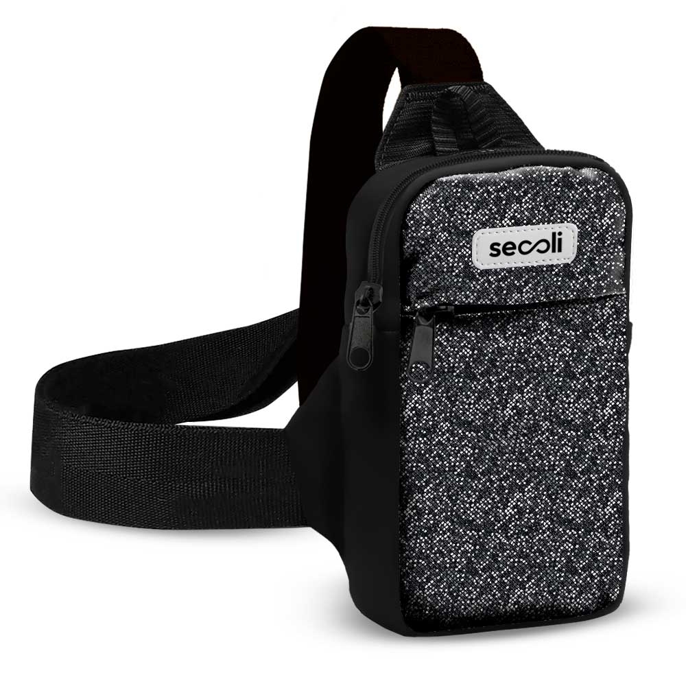 Shoulder Bag  Vertical  Mescla com Zíper Frontal-BOL-6566